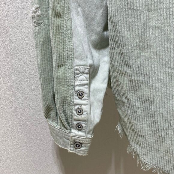We The Free Corduroy Distressed Button Down Long Sleeve Shirt Women's Size XS - Picture 6 of 8